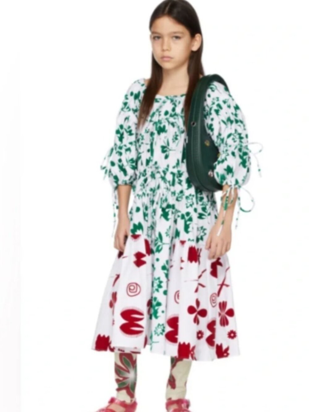 NWT Chopova Lowena Girl's Flocked Floral Mixed Print Midi Dress